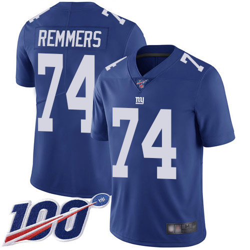 Men New York Giants #74 Mike Remmers Royal Blue Team Color Vapor Untouchable Limited Player 100th Season Football NFL Jersey->new york giants->NFL Jersey